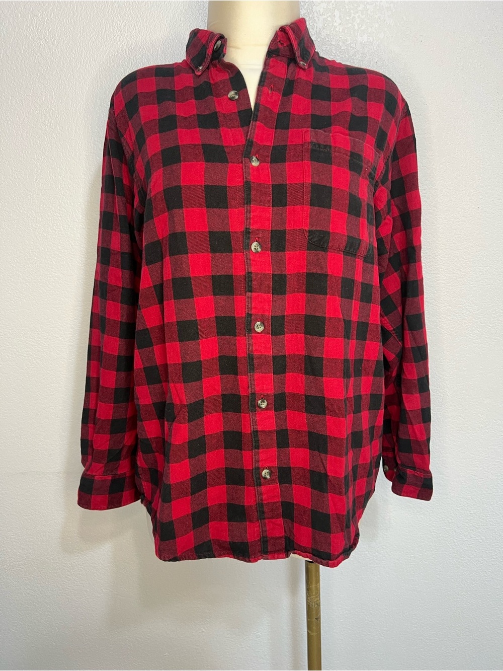 Magellan Outdoors Red and Black Buffalo Plaid Button-Down Shirt